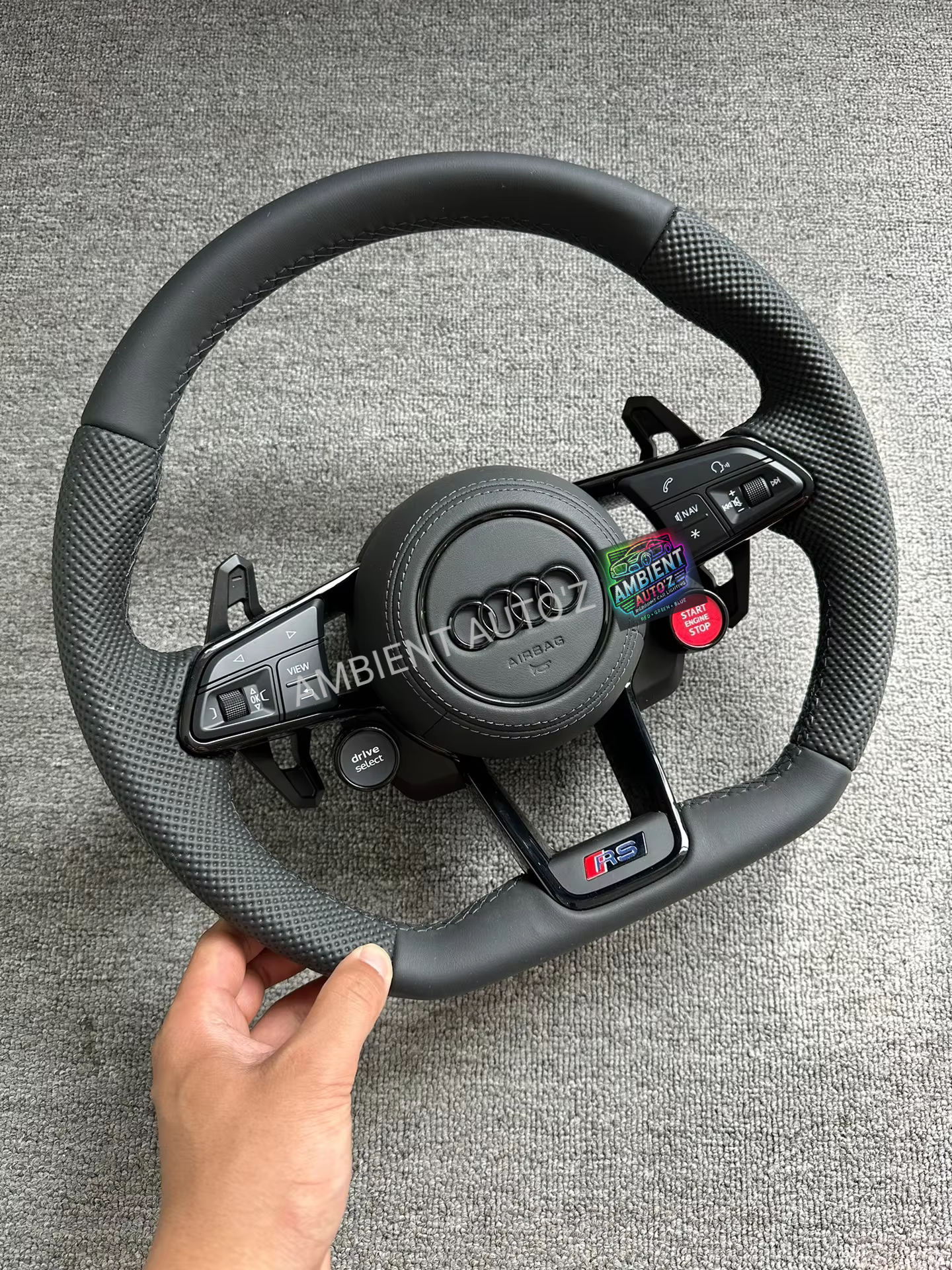 Audi S RS Steering Wheel – Leather – Paddle Shifters (Airbag + Buttons Included) - ALL MODELS