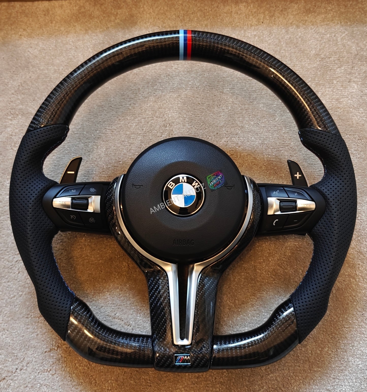 BMW M Sport Carbon Fibre & Leather Steering Wheel – Paddle Shifters - F SERIES