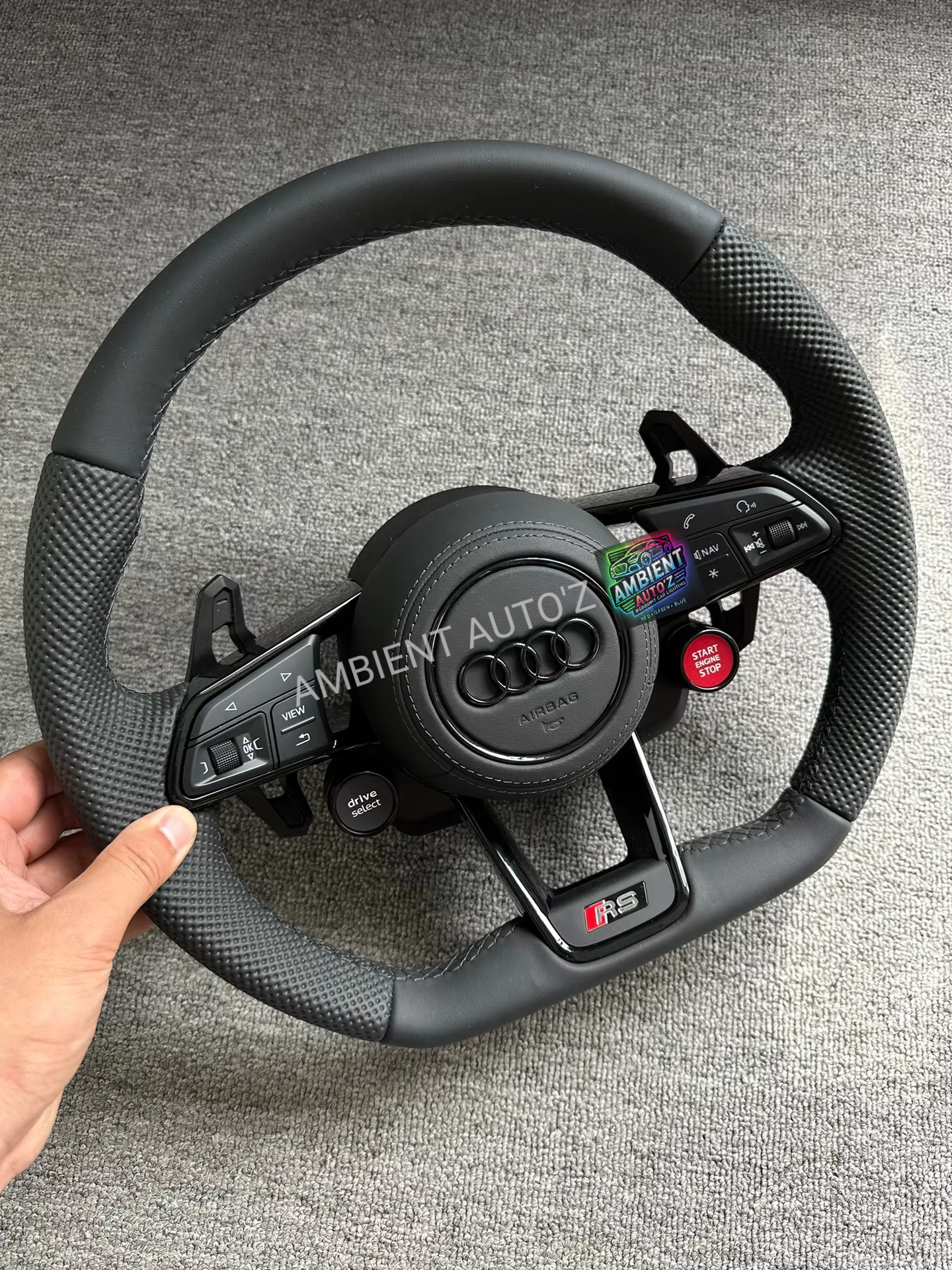 Audi S RS Steering Wheel – Leather – Paddle Shifters (Airbag + Buttons Included) - ALL MODELS