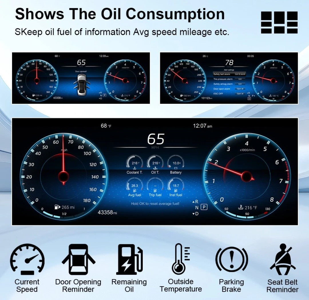 Mercedes-Benz C-Class Digital LCD Instrument Cluster