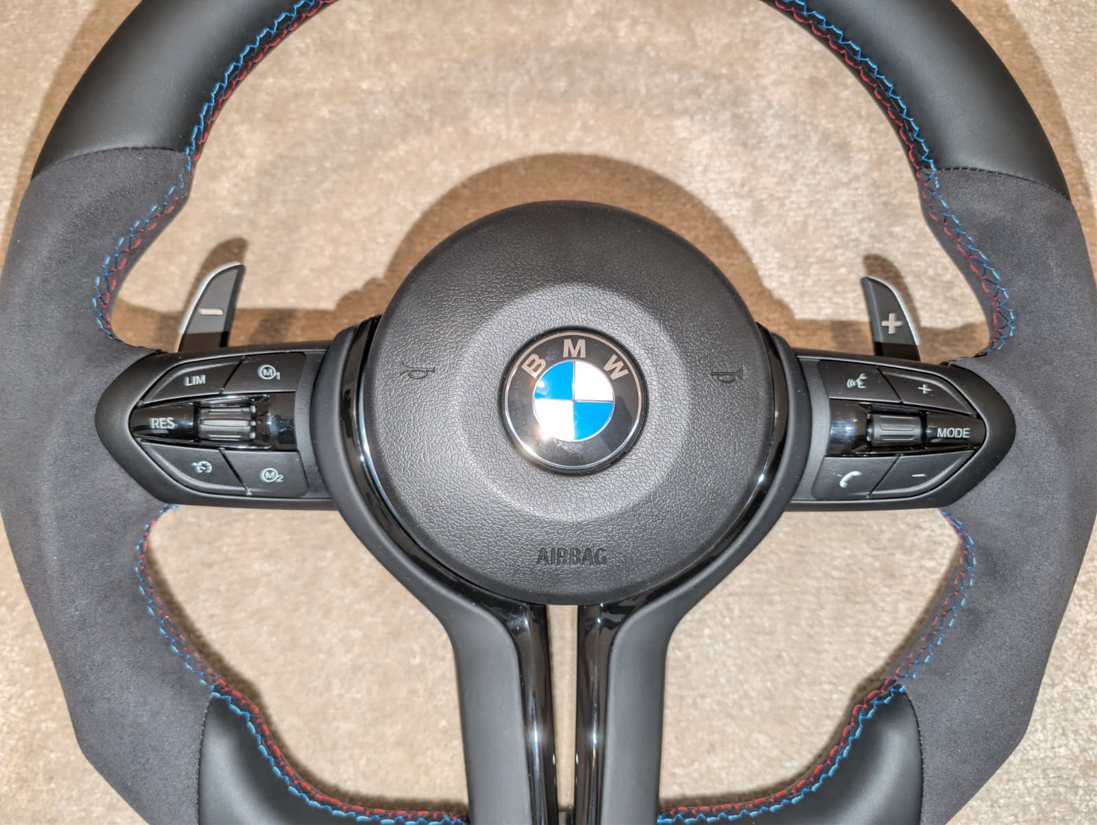 BMW F Gen Gloss Black Flat Bottom Steering Wheel – Alcantara & Leather
