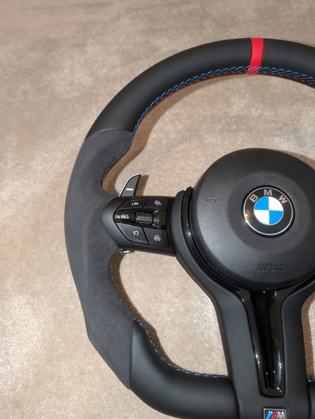BMW F Gen Gloss Black Flat Bottom Steering Wheel – Alcantara & Leather