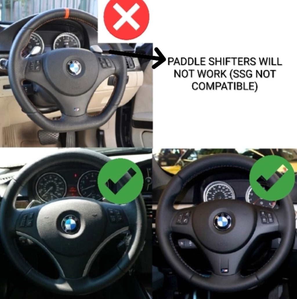 BMW E Gen Gloss Black Flat Bottom Steering Wheel – Leather