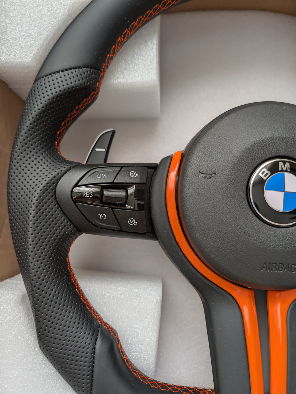 BMW F Series Flat Bottom M Sport Steering Wheel – Orange Edition
