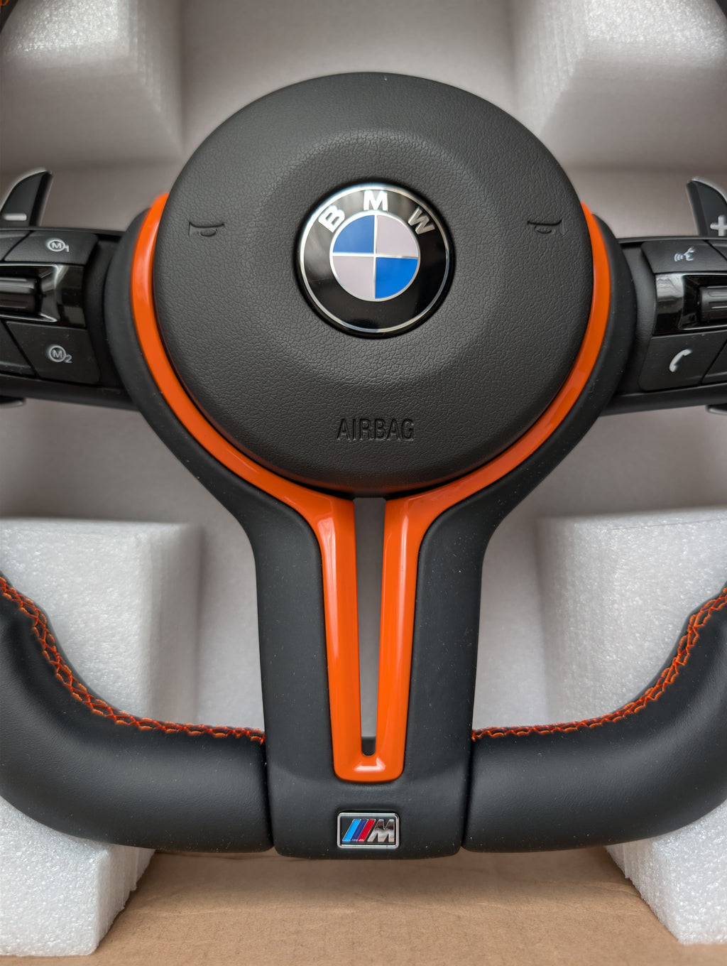 BMW F Series Flat Bottom M Sport Steering Wheel – Orange Edition