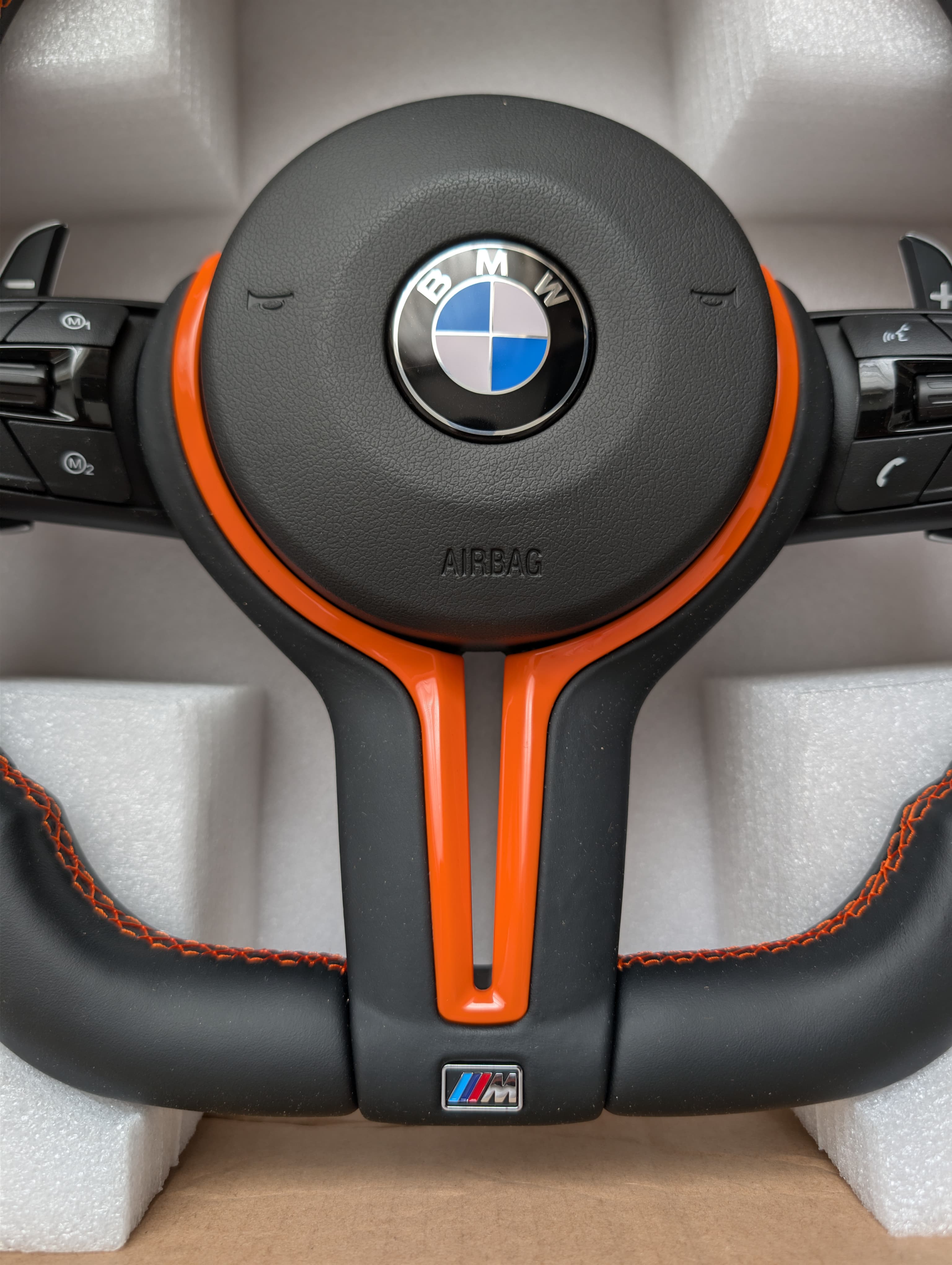 BMW F Series Flat Bottom M Sport Steering Wheel – Orange Edition
