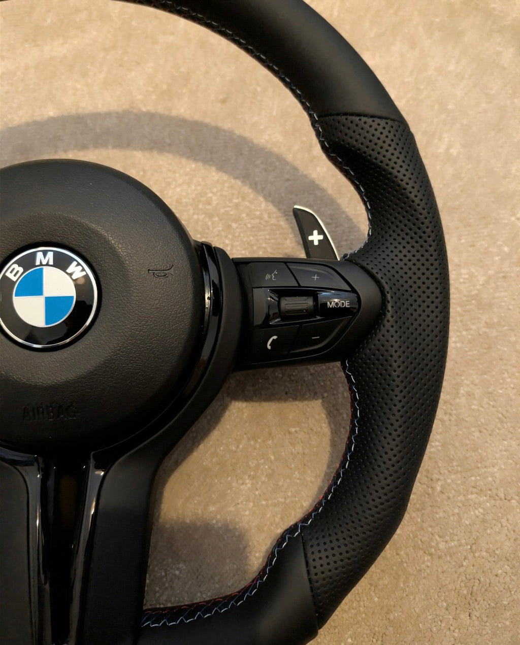 BMW F Gen Gloss Black Flat Bottom Steering Wheel – Leather