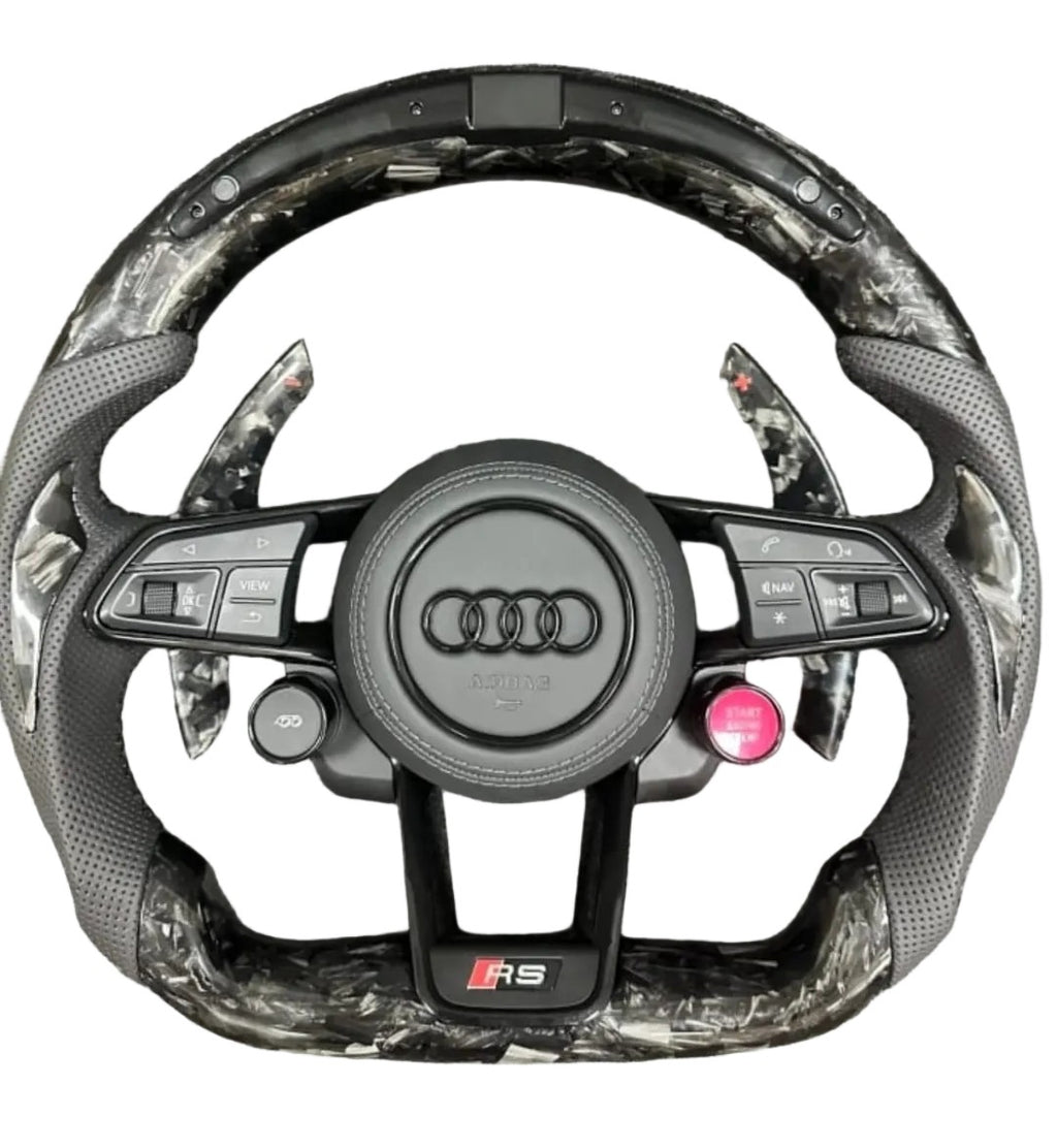 Audi S RS Flat Bottom Steering Wheel – Forged Carbon & Perforated Leather LED RPM