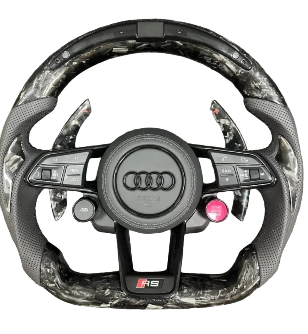 Audi S RS Flat Bottom Steering Wheel – Forged Carbon & Perforated Leather LED RPM