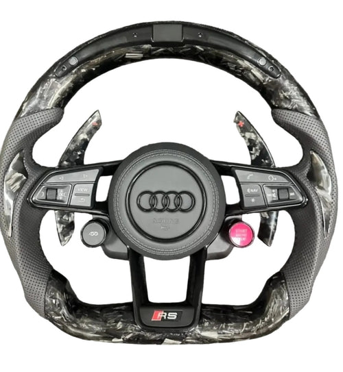 Audi S RS Flat Bottom Steering Wheel – Forged Carbon & Perforated Leather LED RPM