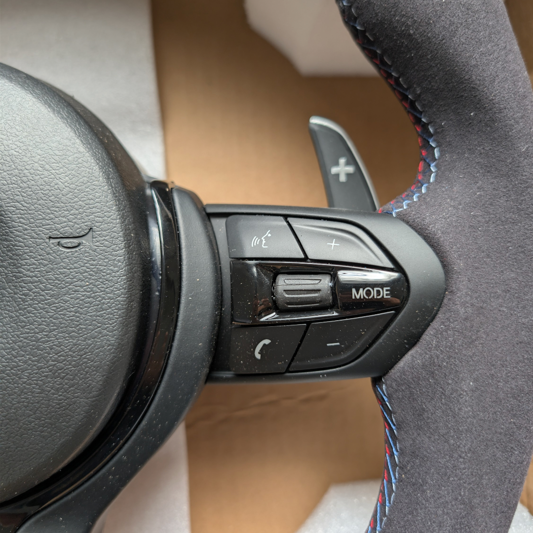 BMW F Series Gloss Black Flat Bottom Steering Wheel – Alcantara