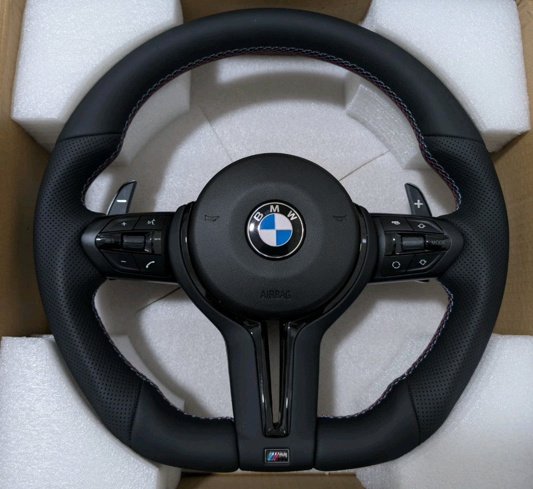 BMW E Gen Gloss Black Flat Bottom Steering Wheel – Leather