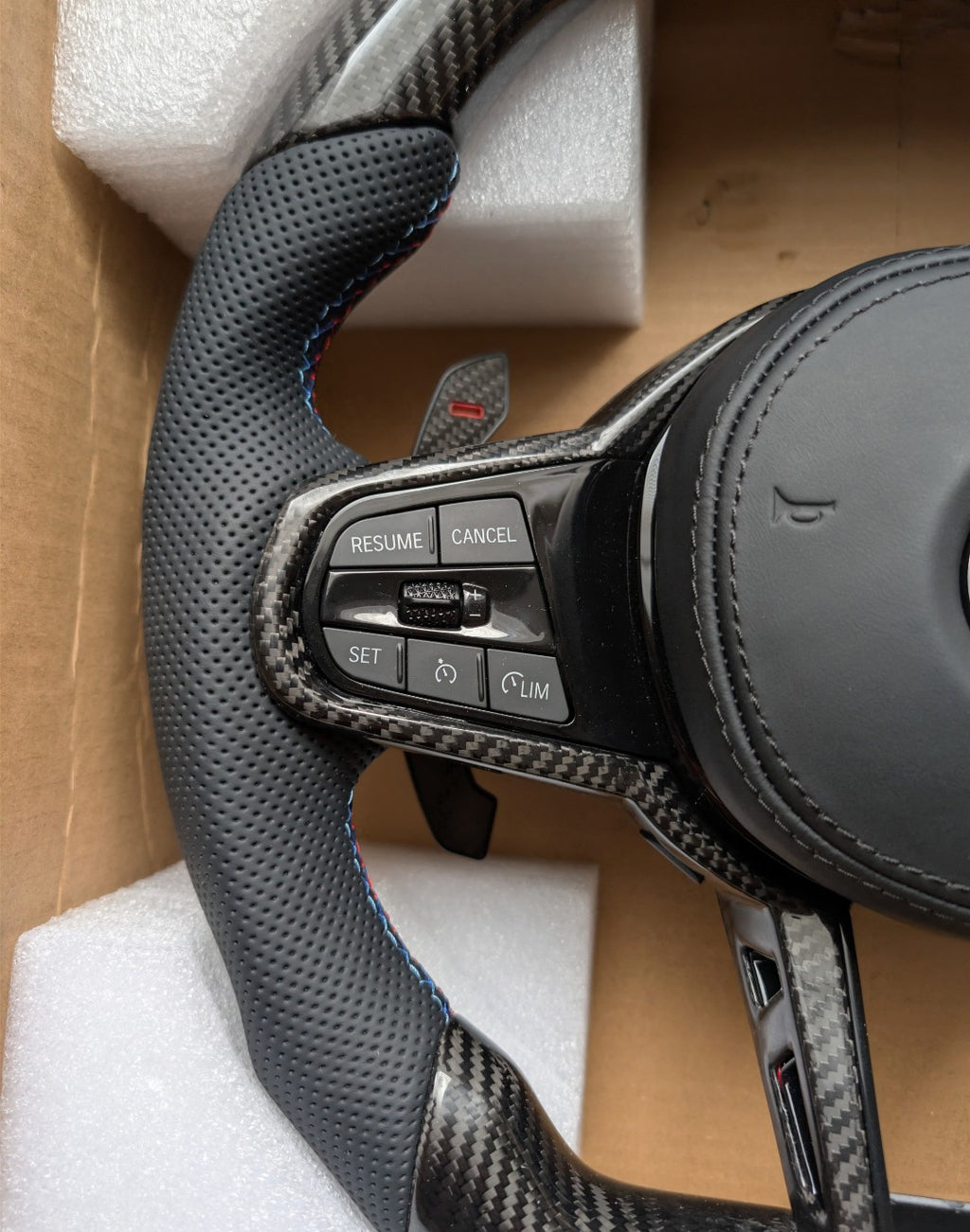 BMW G Series Flat Bottom Steering Wheel - Carbon Fibre & Leather