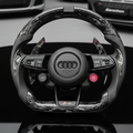 Audi S RS Flat Bottom Steering Wheel – Forged Carbon & Perforated Leather LED RPM
