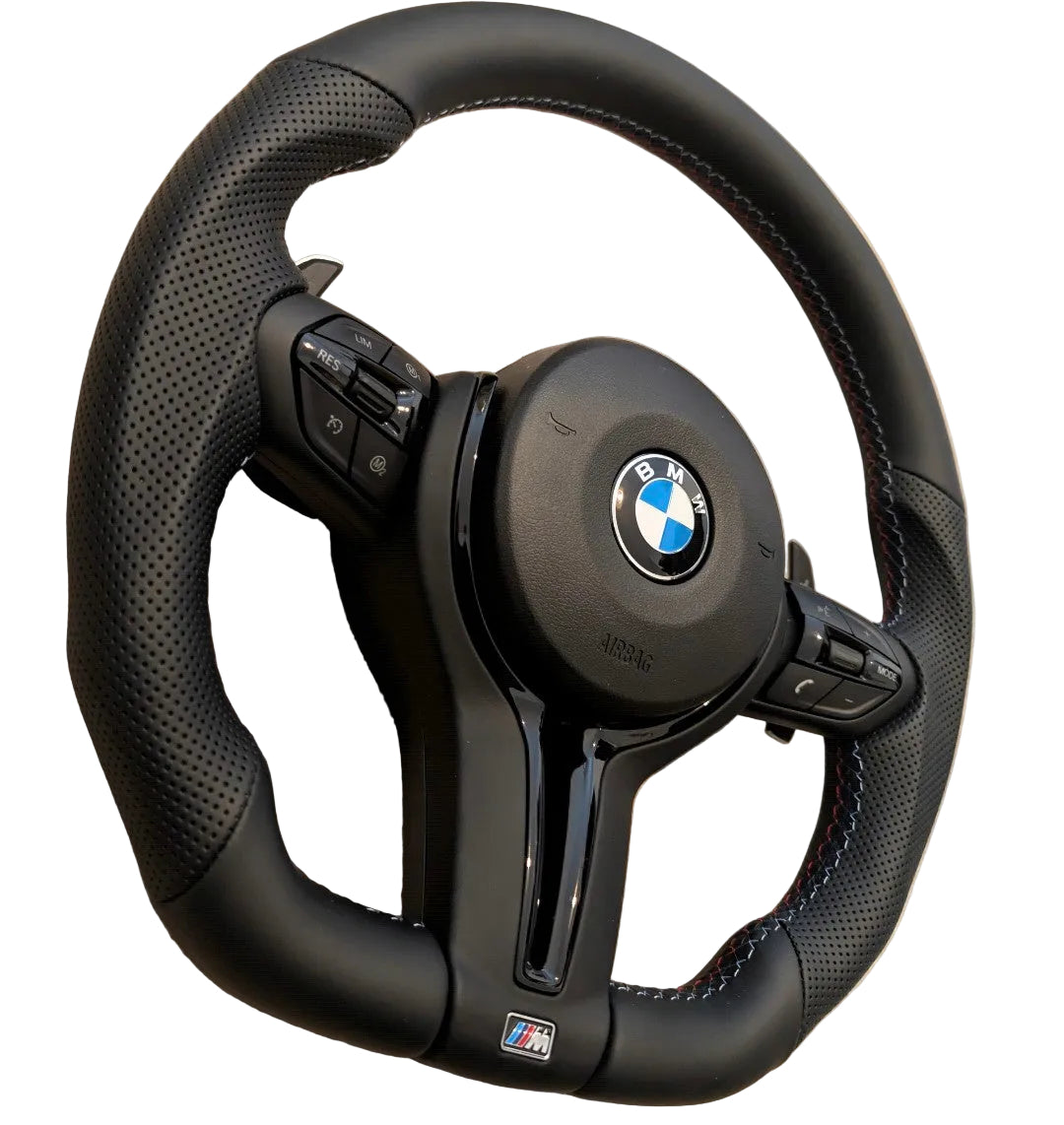 BMW F Gen Gloss Black Flat Bottom Steering Wheel – Leather