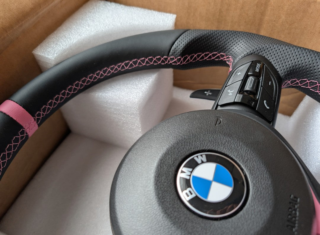 BMW F Series Flat Bottom M Sport Steering Wheel – Pink Edition