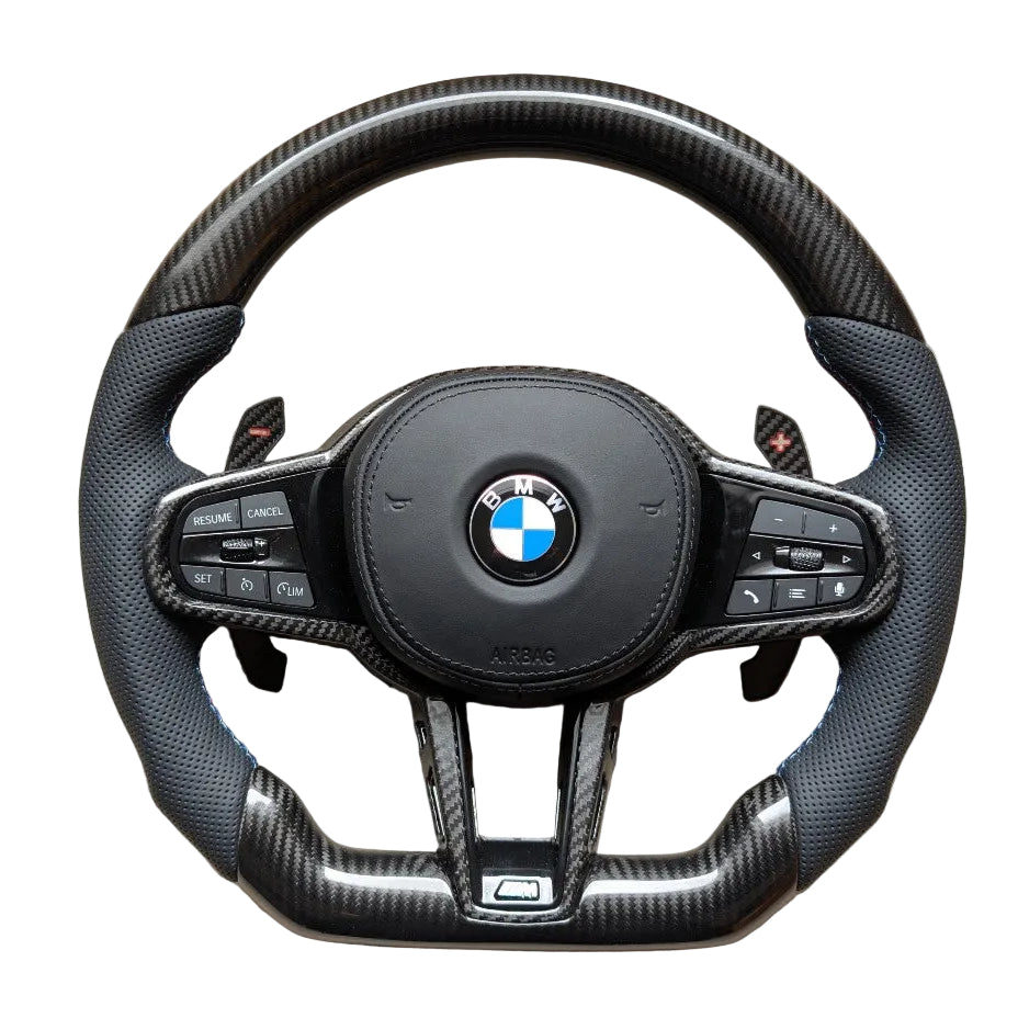 BMW G Series Flat Bottom Steering Wheel - Carbon Fibre & Leather