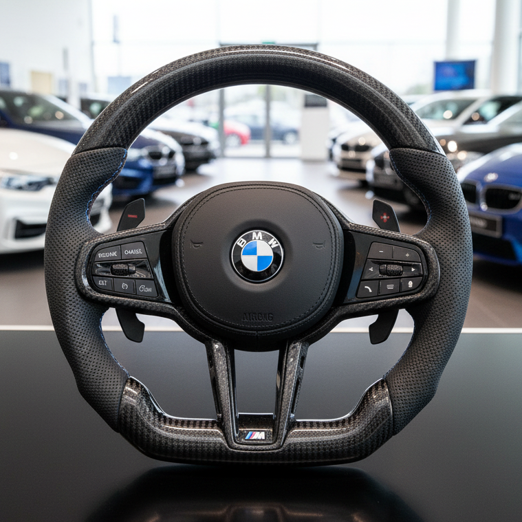 BMW G Series Flat Bottom Steering Wheel - Carbon Fibre & Leather