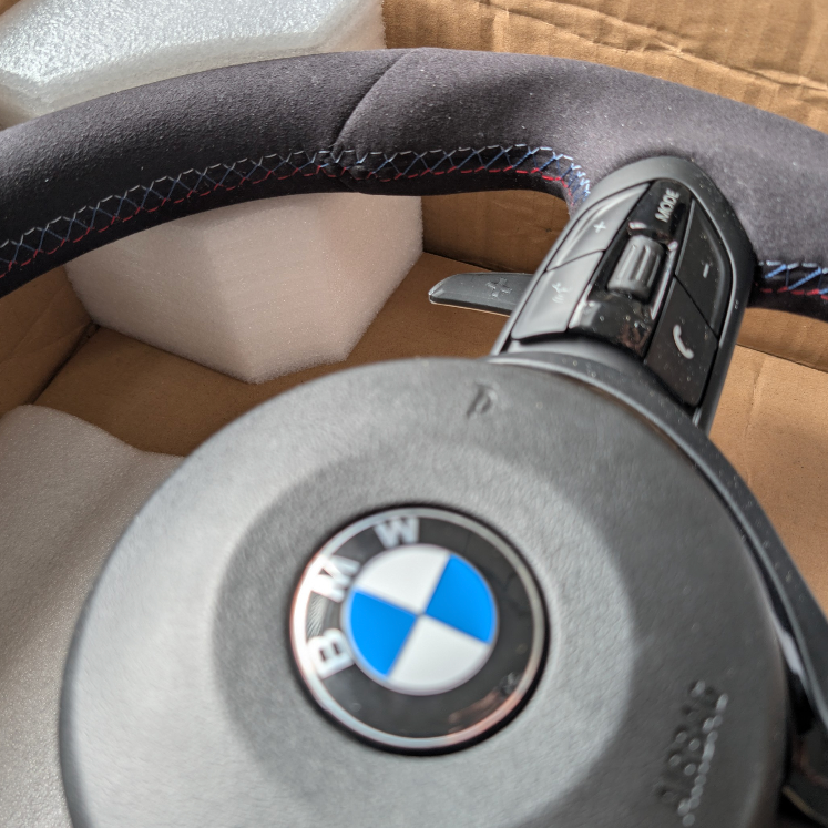 BMW F Series Gloss Black Flat Bottom Steering Wheel – Alcantara