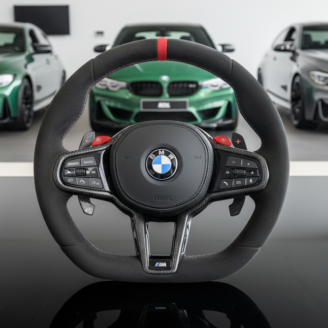 BMW G Series Flat Bottom Steering Wheel - Alcantara