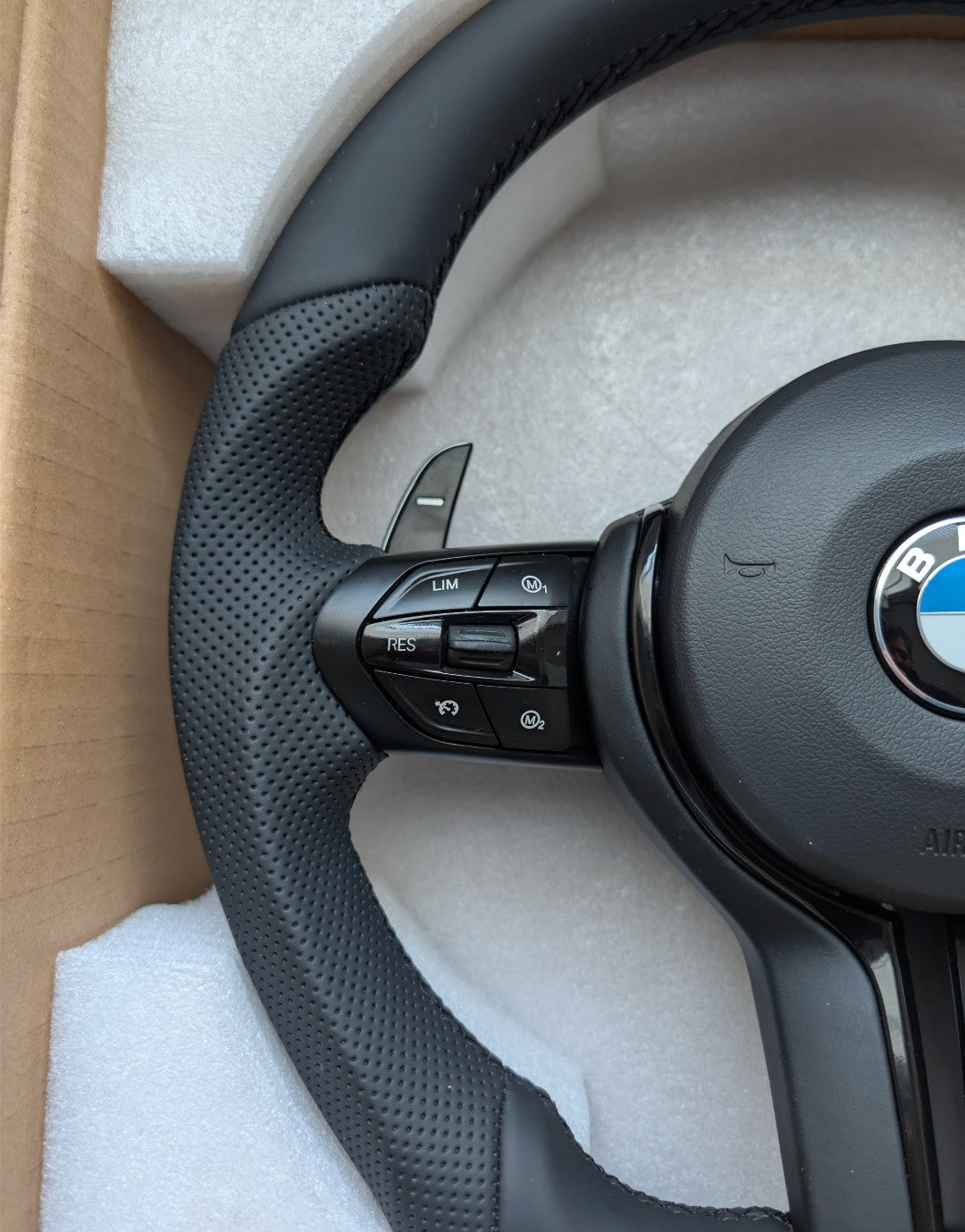 BMW F Gen Gloss Black Flat Bottom Steering Wheel – Leather