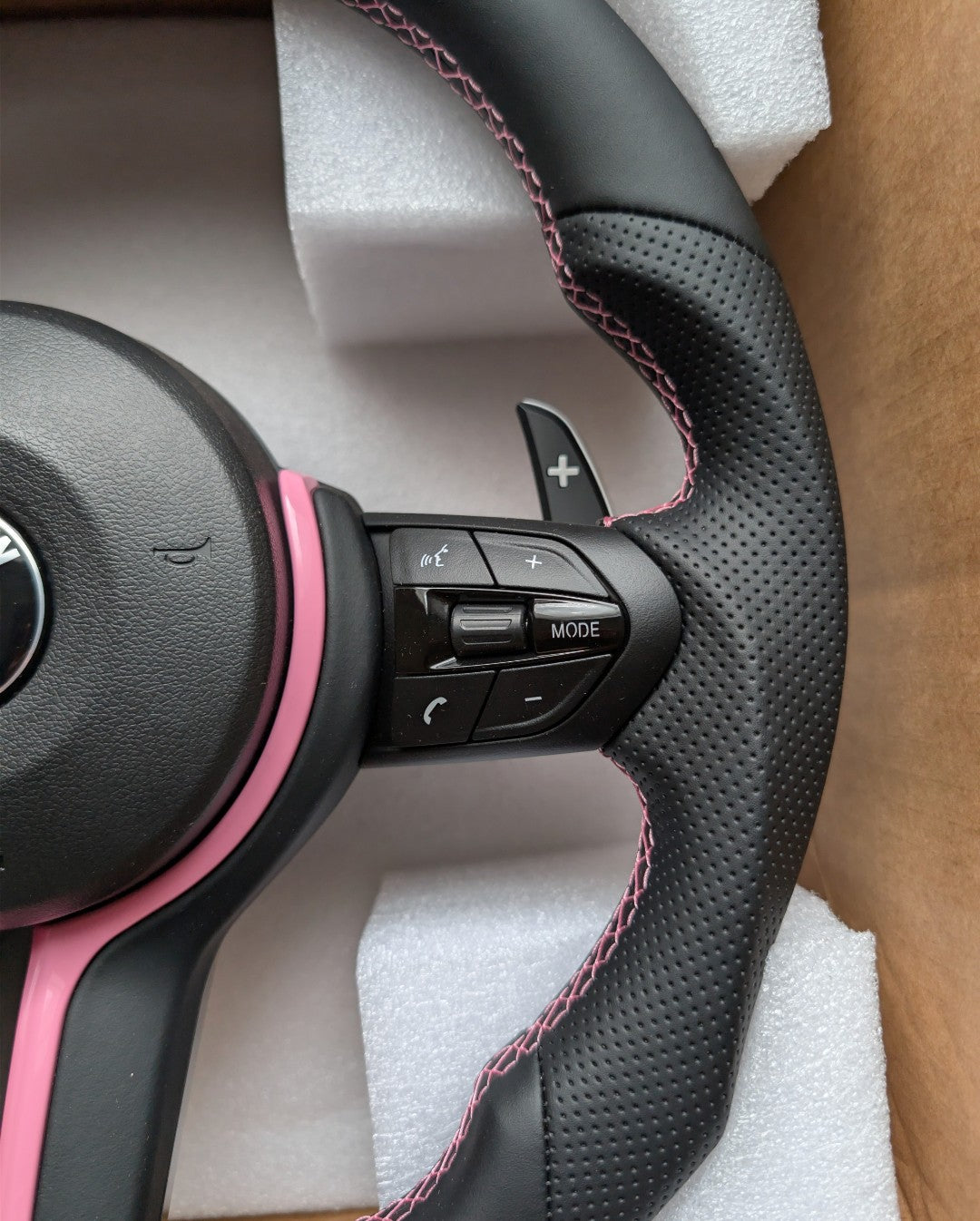 BMW F Series Flat Bottom M Sport Steering Wheel – Pink Edition