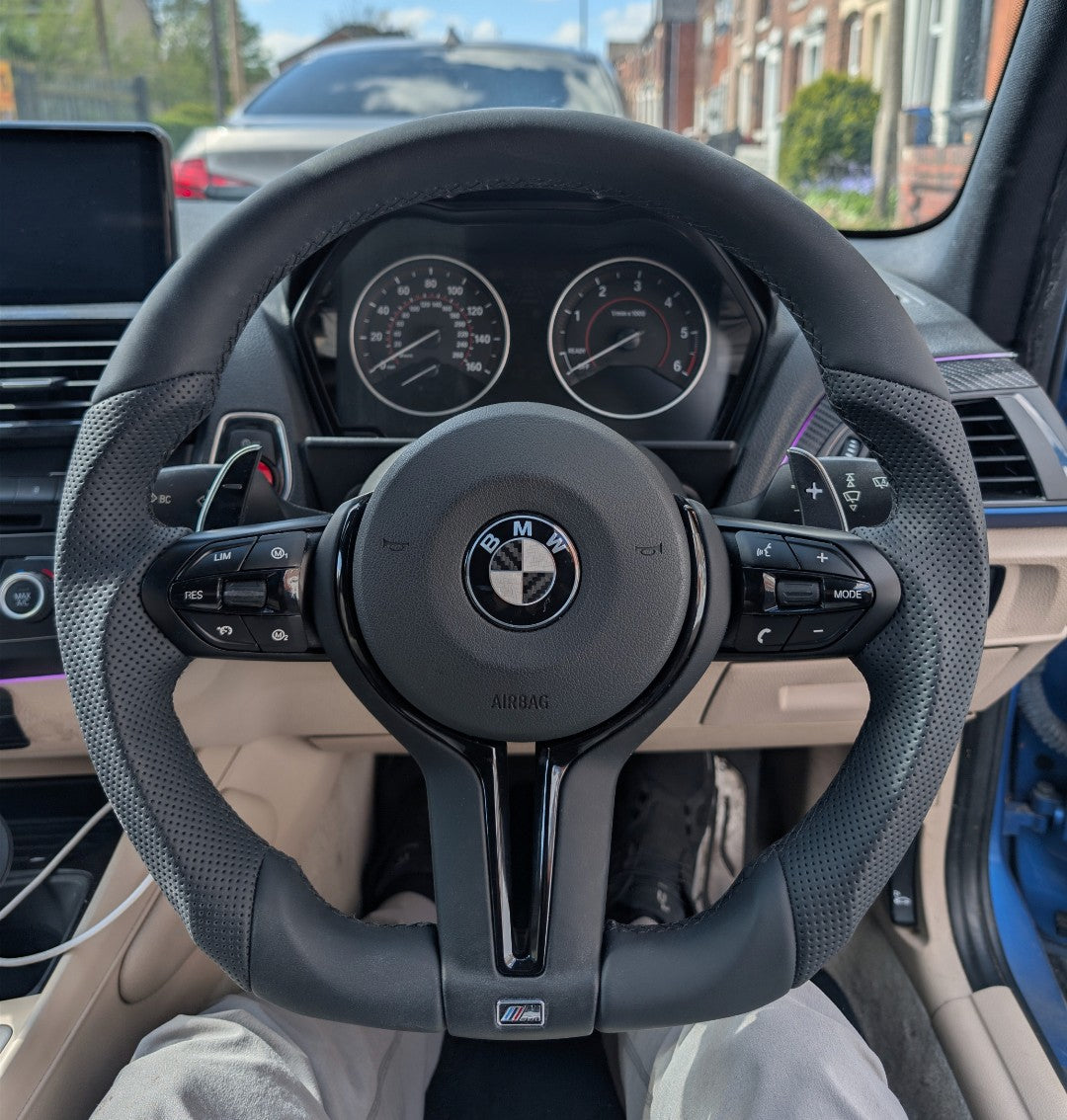BMW F Gen Gloss Black Flat Bottom Steering Wheel – Leather