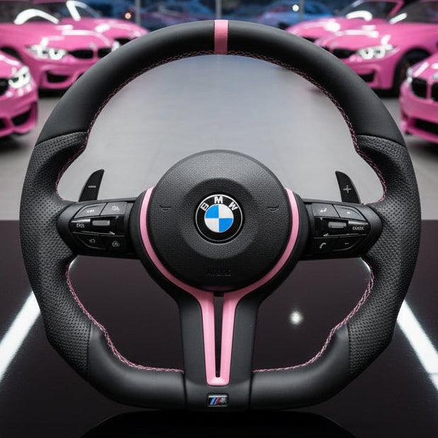 BMW F Series Flat Bottom M Sport Steering Wheel – Pink Edition