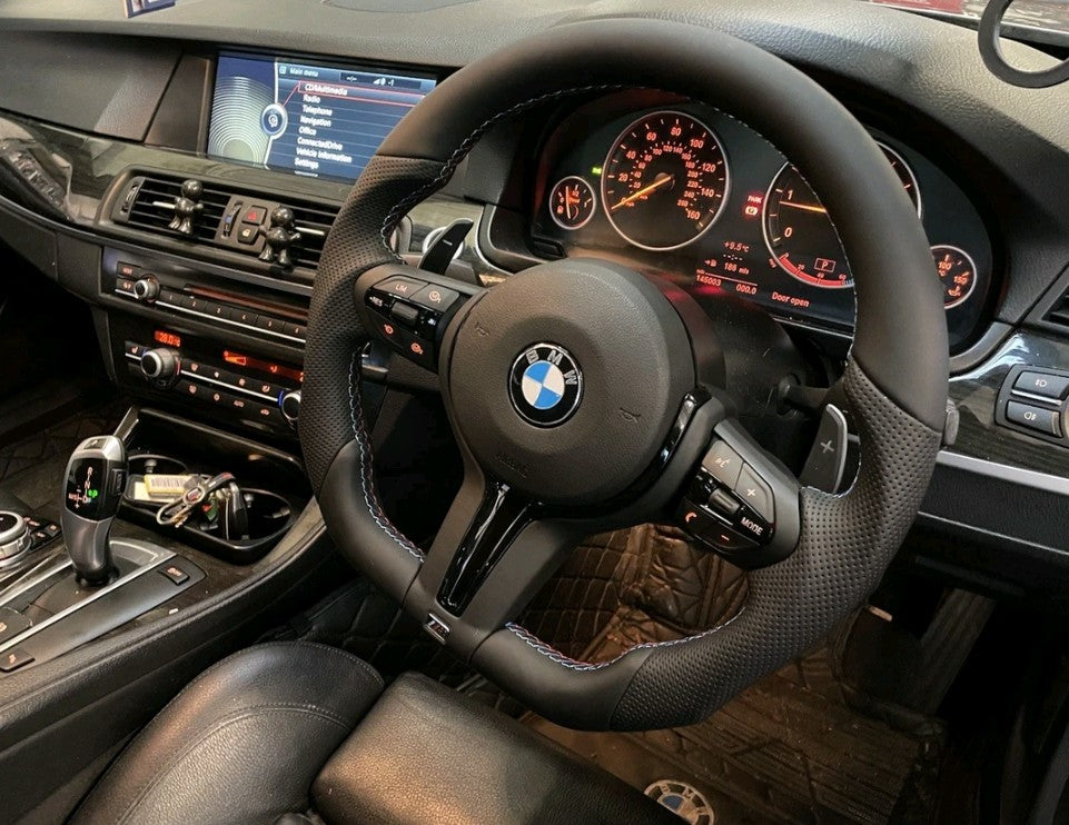 BMW F Gen Gloss Black Flat Bottom Steering Wheel – Leather