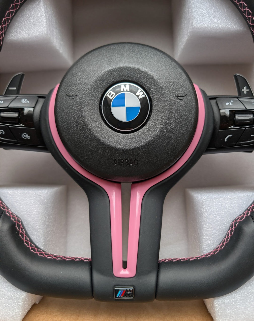 BMW F Series Flat Bottom M Sport Steering Wheel – Pink Edition