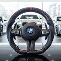 BMW F Series Steering Wheel Flat Bottom - Red Forged Carbon