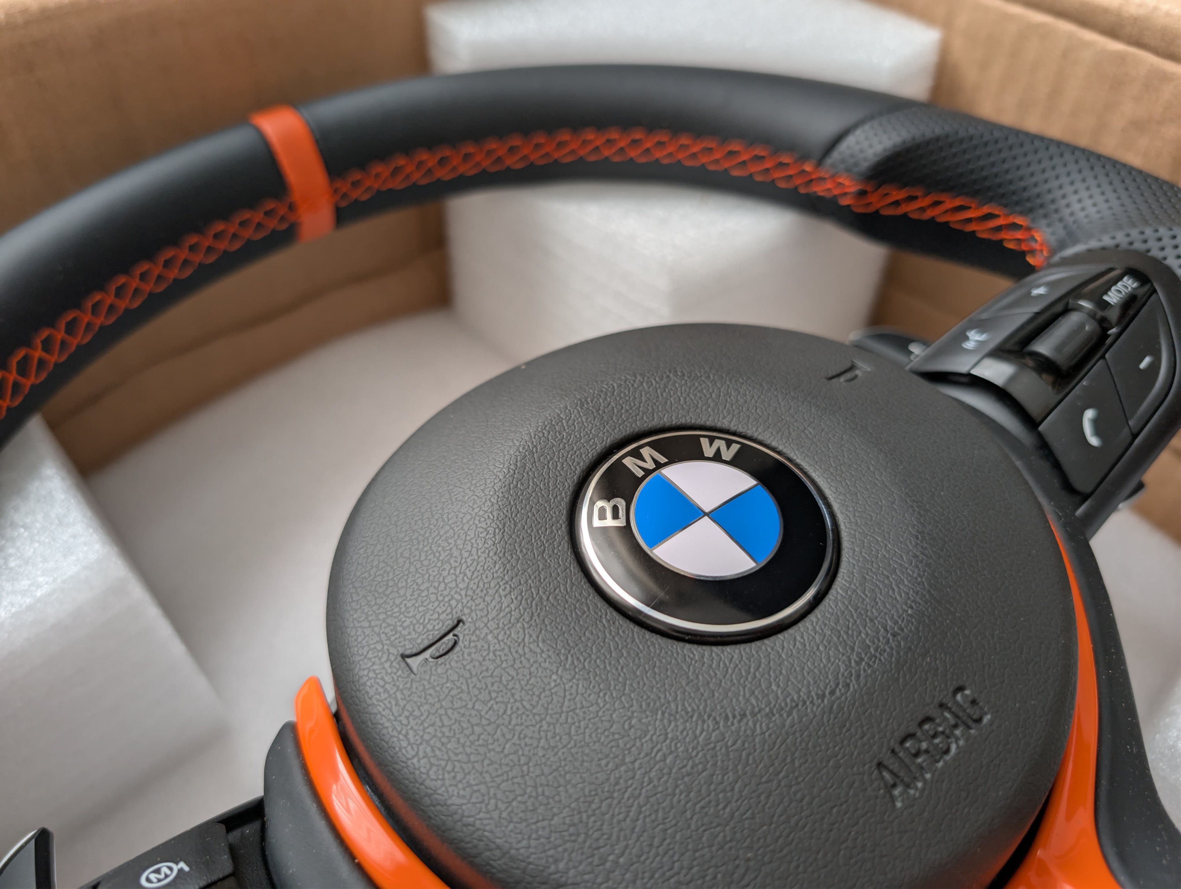 BMW F Series Flat Bottom M Sport Steering Wheel – Orange Edition