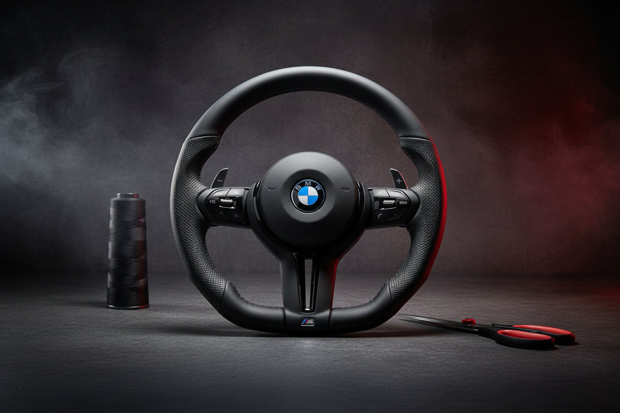 BMW F Gen Gloss Black Flat Bottom Steering Wheel – Leather