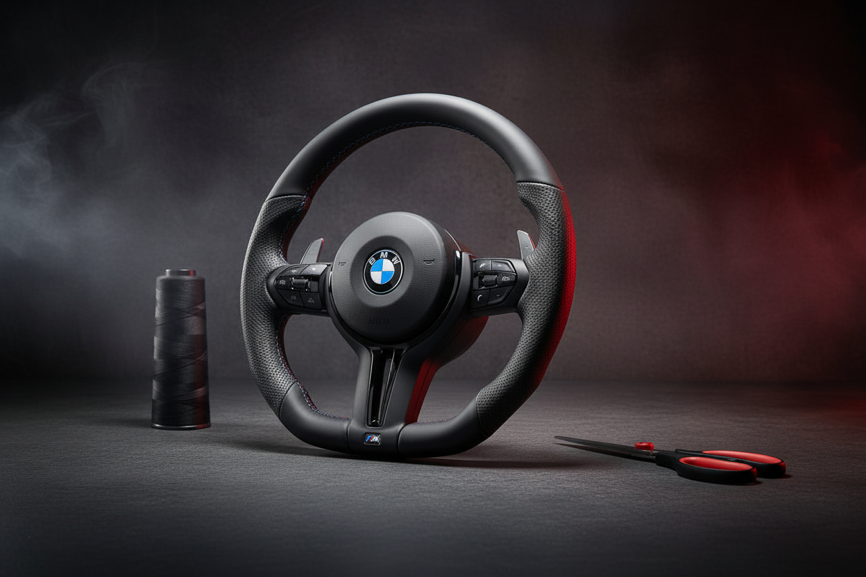 BMW F Gen Gloss Black Flat Bottom Steering Wheel – Leather