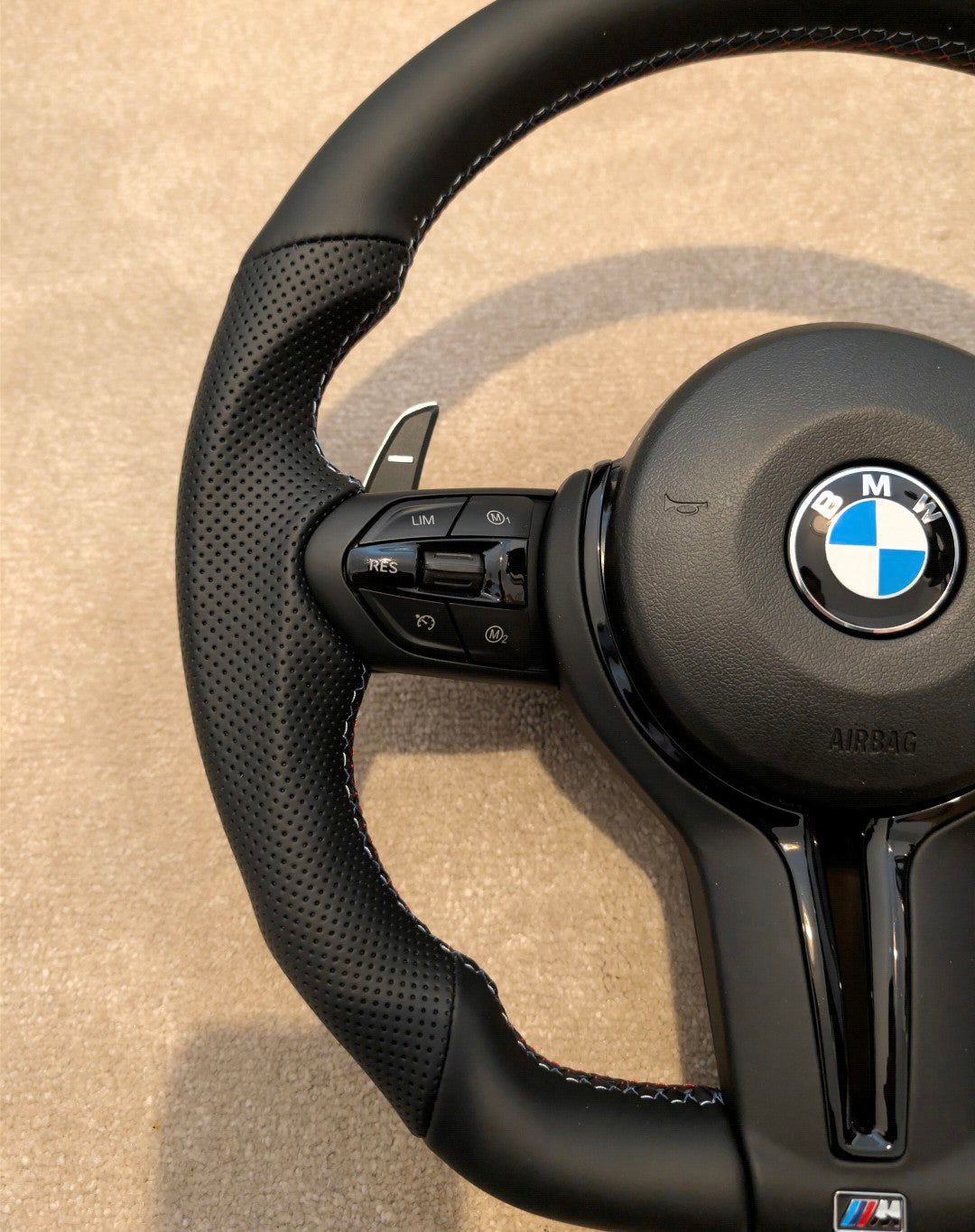 BMW F Gen Gloss Black Flat Bottom Steering Wheel – Leather