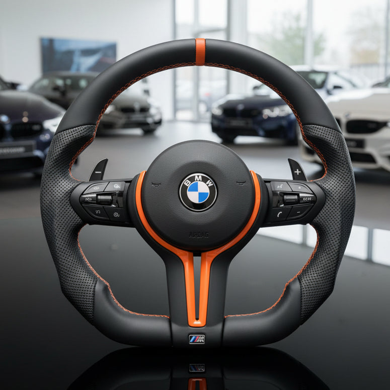 BMW F Series Flat Bottom M Sport Steering Wheel – Orange Edition