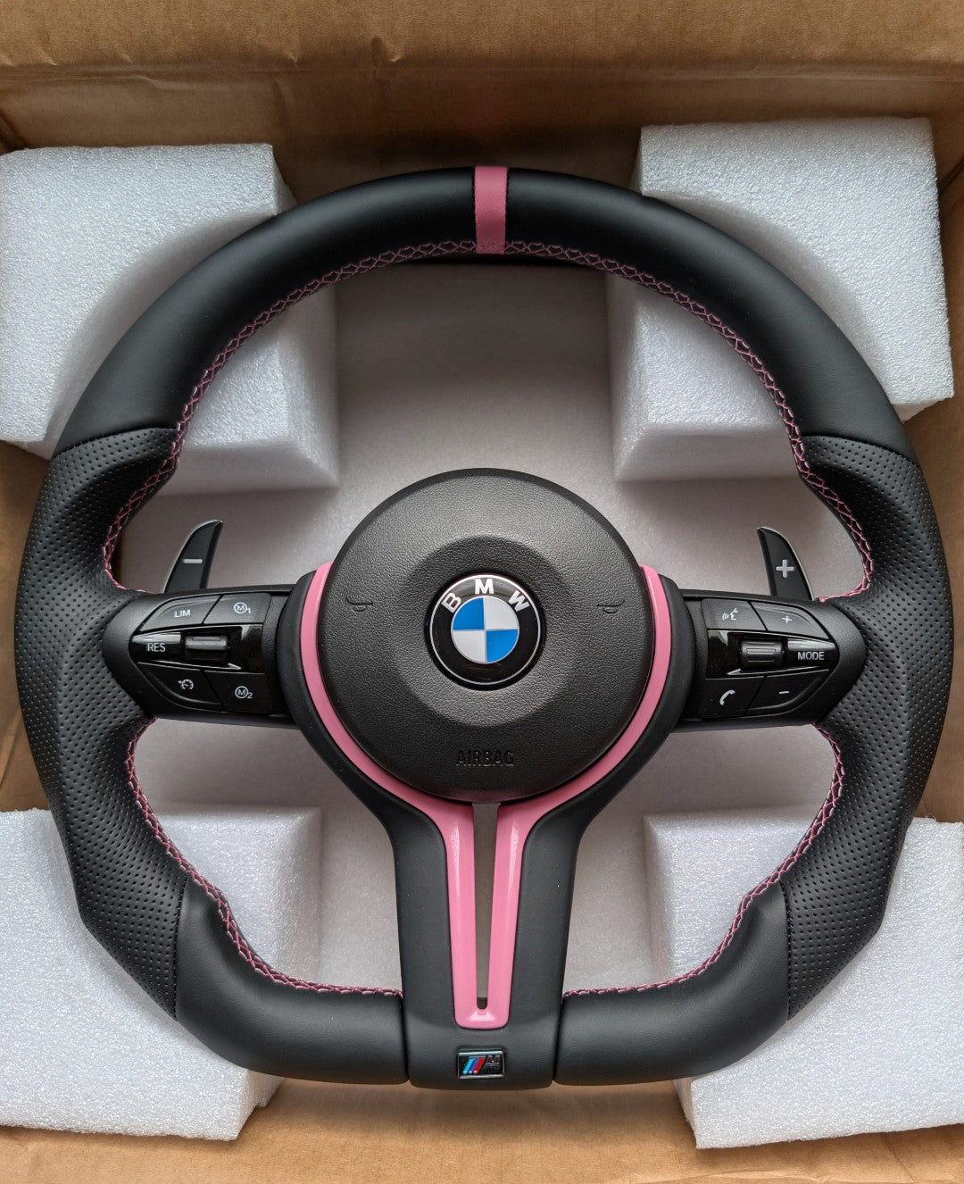 BMW F Series Flat Bottom M Sport Steering Wheel – Pink Edition